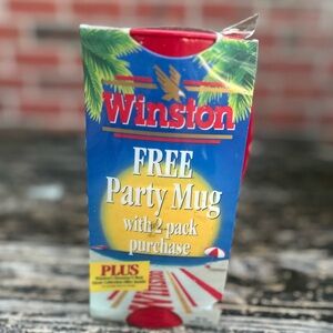 Vintage NIB 1992 Winston Cigarettes 34 oz Red Plastic Promotional Party Mug G3